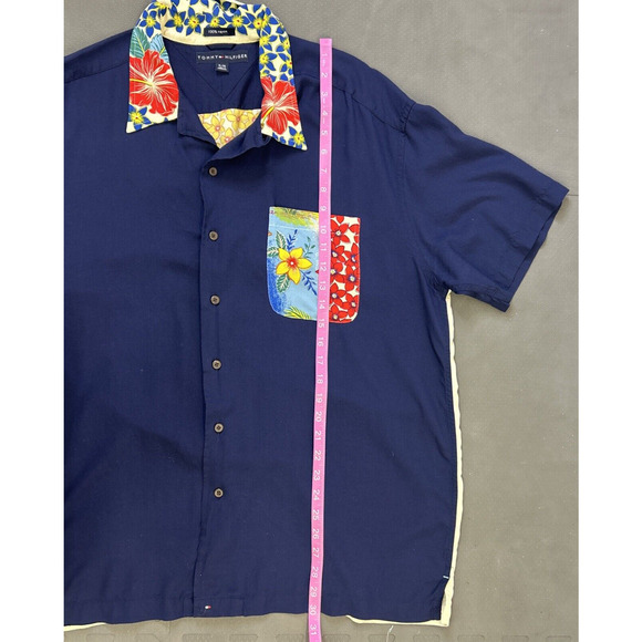Tommy Hilfiger The Hawaiian Islands Shirt Mens XL Navy Blue Tropical Aloha FS - Picture 8 of 14